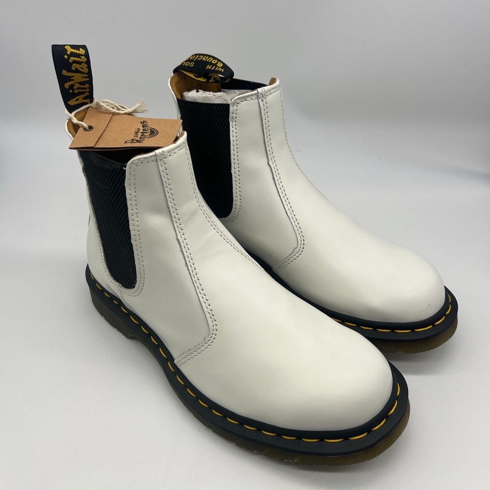 Dr. Martens 2976 Quad White Leather Chelsea Boots